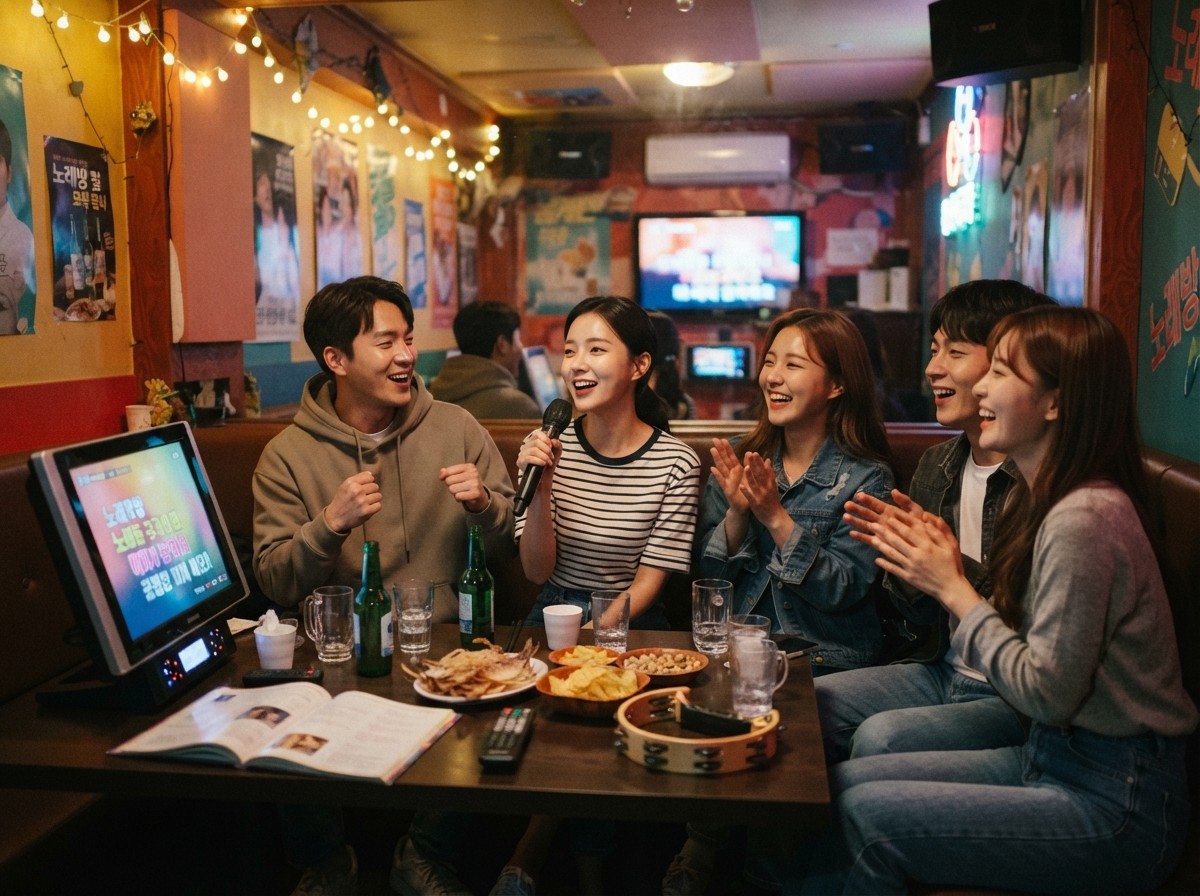 여럿이 모여 순서를 나누어 부르는 모습